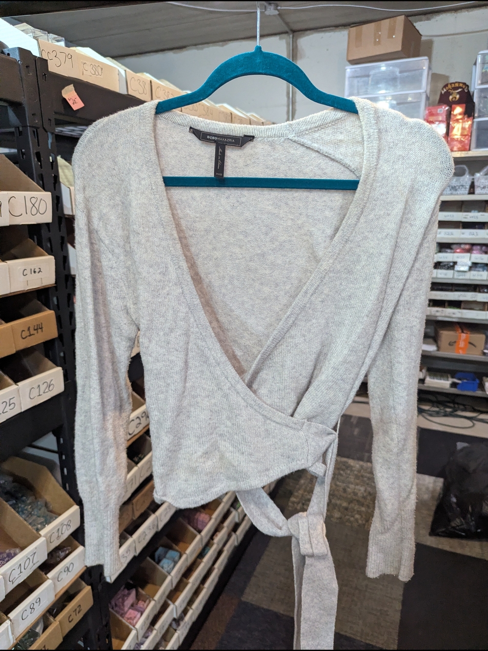Soft Wrap Knit Top - Light Heather Gray